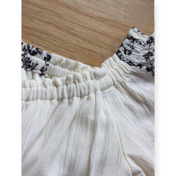 Off-shoulder Embroided Gauze Print Sceen Mini Dress Floral Pattern size Small - Picture 12 of 12